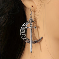 Moon Sword Earrings Vintage Boho Gothic Jewelry for Girls