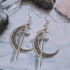 Moon Sword Earrings Vintage Boho Gothic Jewelry for Girls