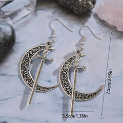 Moon Sword Earrings Vintage Boho Gothic Jewelry for Girls