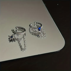 Girl's Sapphire Double Tassel Ear Clip