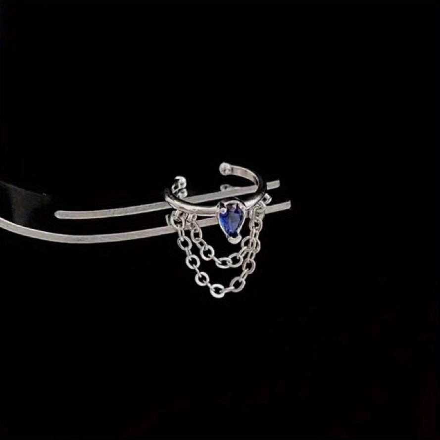 Girl's Sapphire Double Tassel Ear Clip
