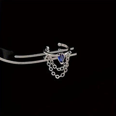 Girl's Sapphire Double Tassel Ear Clip