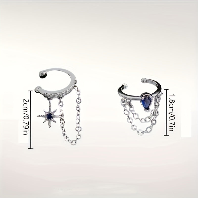 Girl's Sapphire Double Tassel Ear Clip