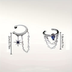 Girl's Sapphire Double Tassel Ear Clip