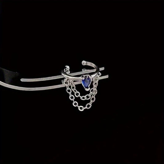 Girl's Sapphire Double Tassel Ear Clip