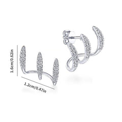 Stylish Rhinestone Ear Row Earrings Three Layer Curved Earrings