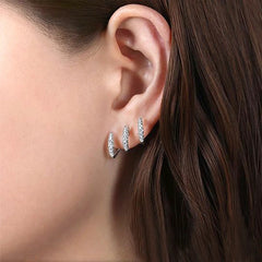 Stylish Rhinestone Ear Row Earrings Three Layer Curved Earrings