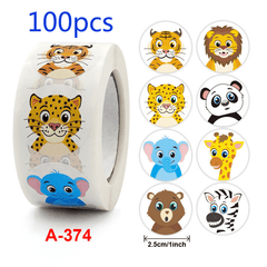 100pcs Cartoon Animal Thank You Stickers DIY Gift Sealing Label