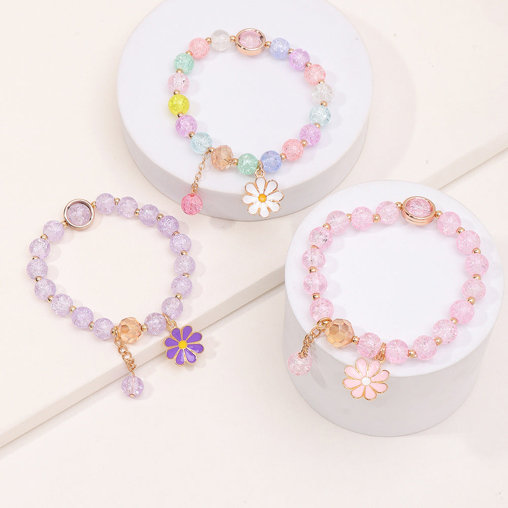 Small Chrysanthemum Pendant Beaded Bracelet Set