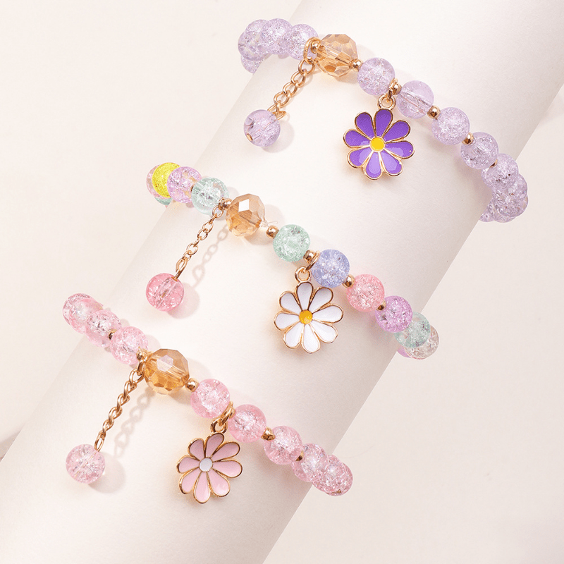 Small Chrysanthemum Pendant Beaded Bracelet Set