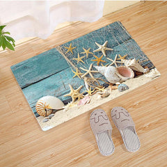 Beach Starfish Seashells Door Mat Kitchen Floor Rug Mats