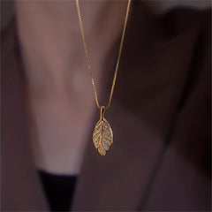 Girl's Leaf Necklace Alloy Clavicle Chain Leaf Necklace