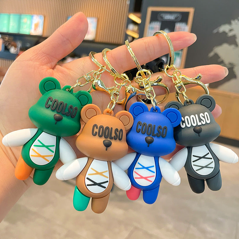 Cartoon Strap Bear Keychain Car Key Chain Small Gift Doll Pendant