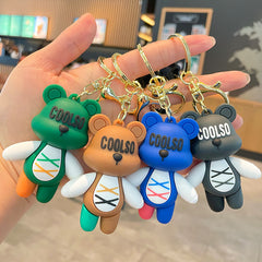 Cartoon Strap Bear Keychain Car Key Chain Small Gift Doll Pendant