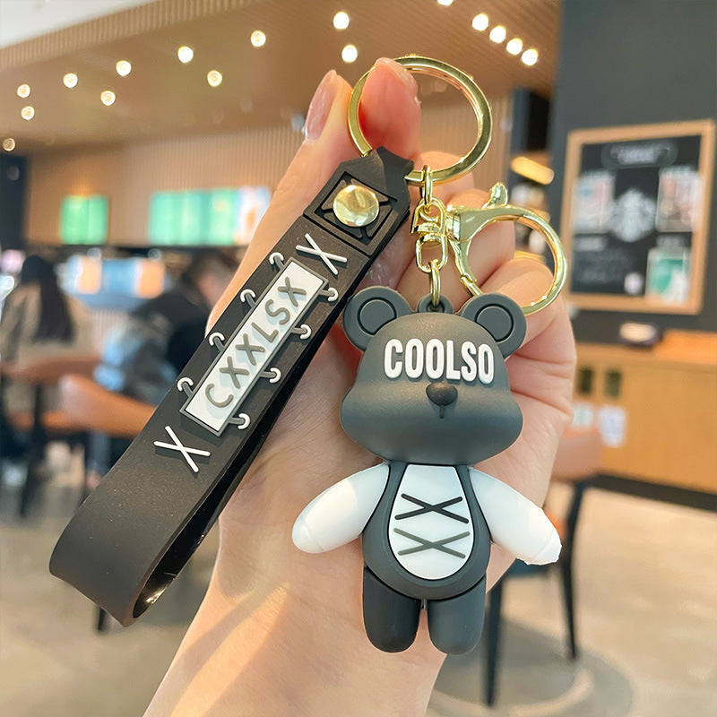 Cartoon Strap Bear Keychain Car Key Chain Small Gift Doll Pendant