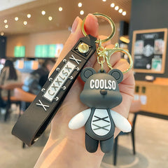 Cartoon Strap Bear Keychain Car Key Chain Small Gift Doll Pendant