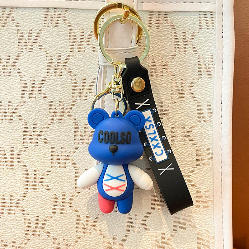 Cartoon Strap Bear Keychain Car Key Chain Small Gift Doll Pendant