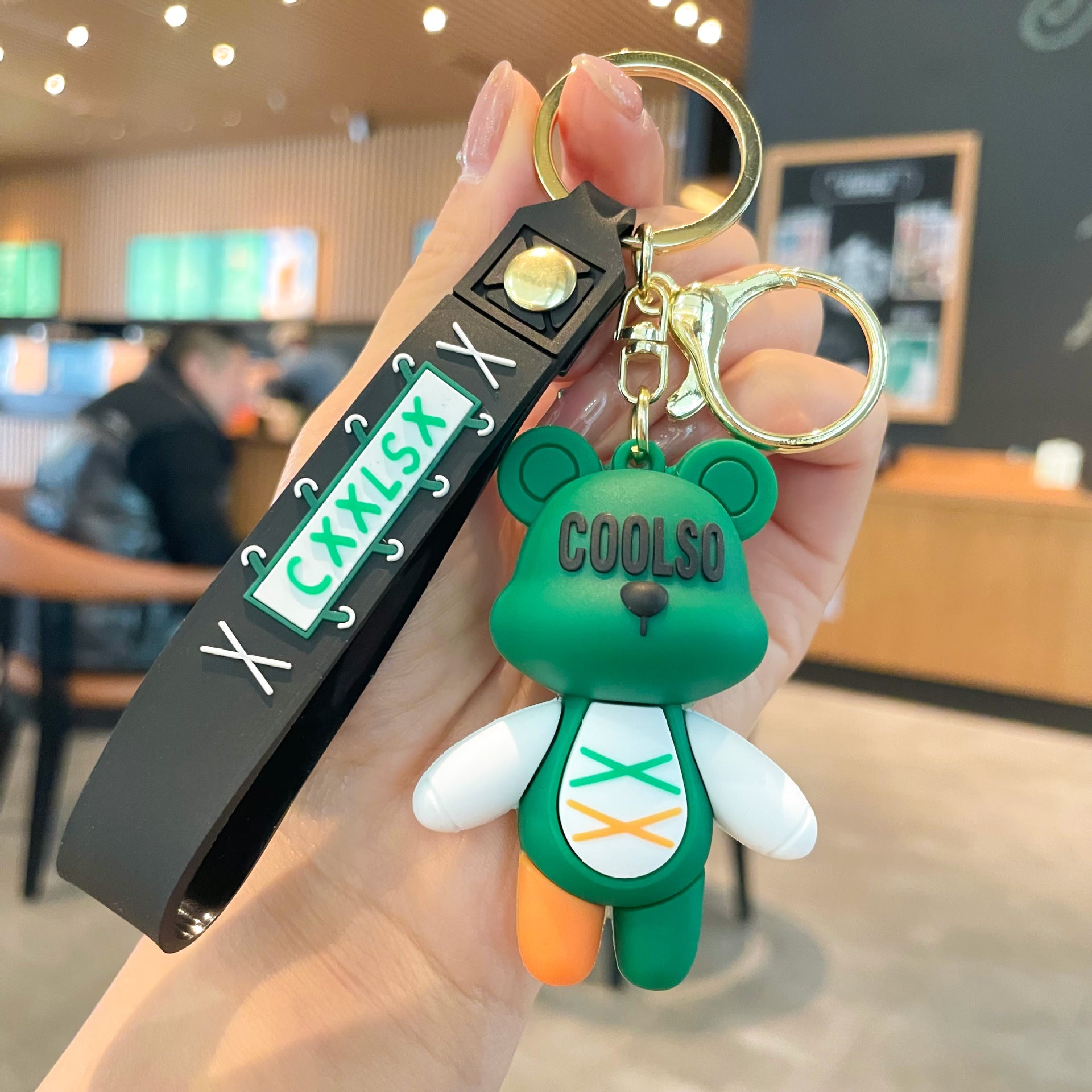 Cartoon Strap Bear Keychain Car Key Chain Small Gift Doll Pendant