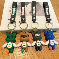 Cartoon Strap Bear Keychain Car Key Chain Small Gift Doll Pendant