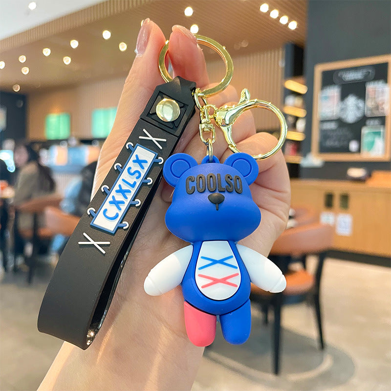 Cartoon Strap Bear Keychain Car Key Chain Small Gift Doll Pendant