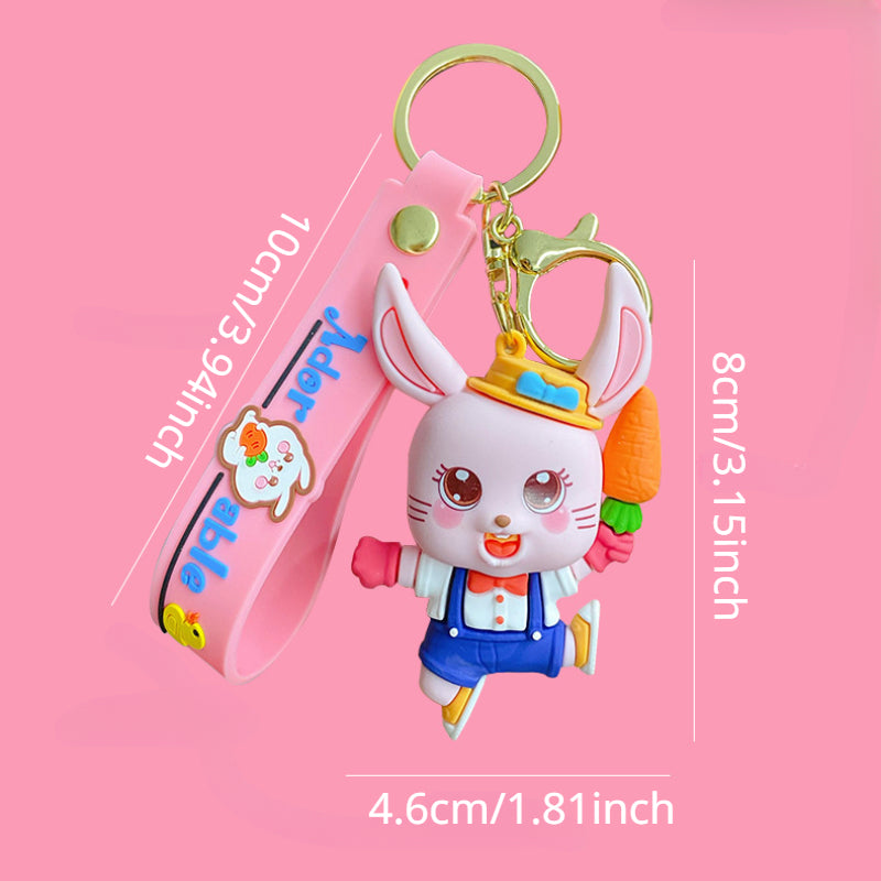 Cartoon Rabbit Keychain School Bag Ornament Car Key Chain Men Boys