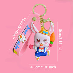Cartoon Rabbit Keychain School Bag Ornament Car Key Chain Men Boys