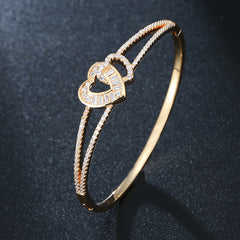 Heart Decor Bangle Bracelet for Teen Girls