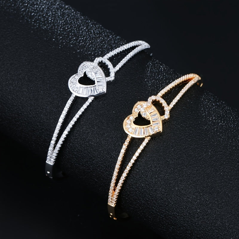Heart Decor Bangle Bracelet for Teen Girls