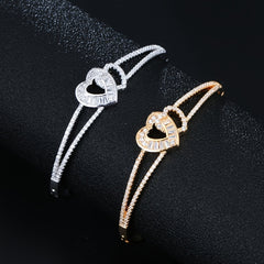 Heart Decor Bangle Bracelet for Teen Girls