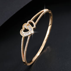 Heart Decor Bangle Bracelet for Teen Girls