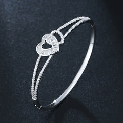 Heart Decor Bangle Bracelet for Teen Girls