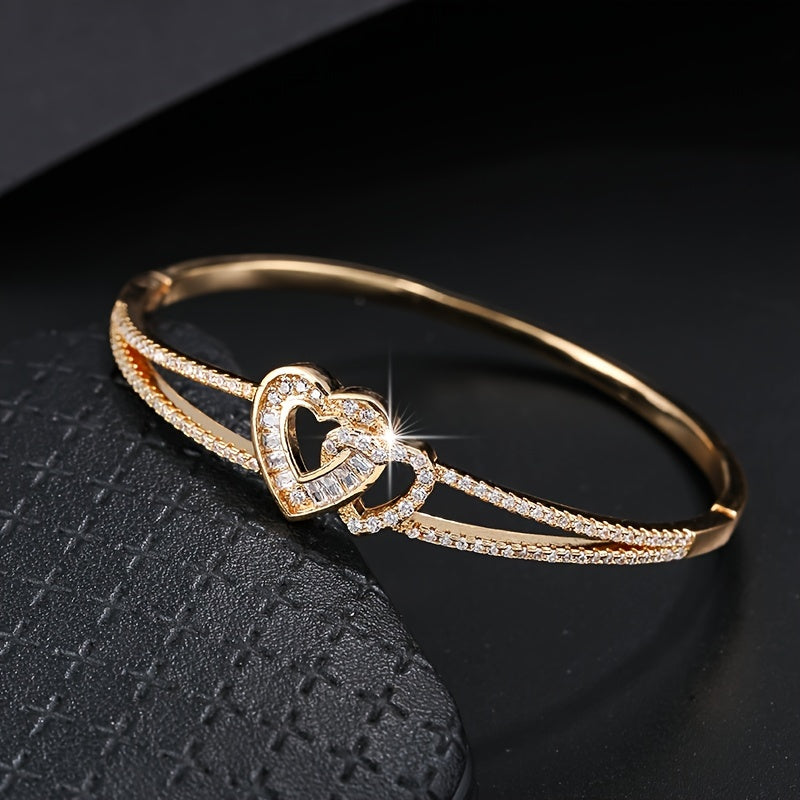 Heart Decor Bangle Bracelet for Teen Girls