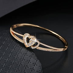 Heart Decor Bangle Bracelet for Teen Girls