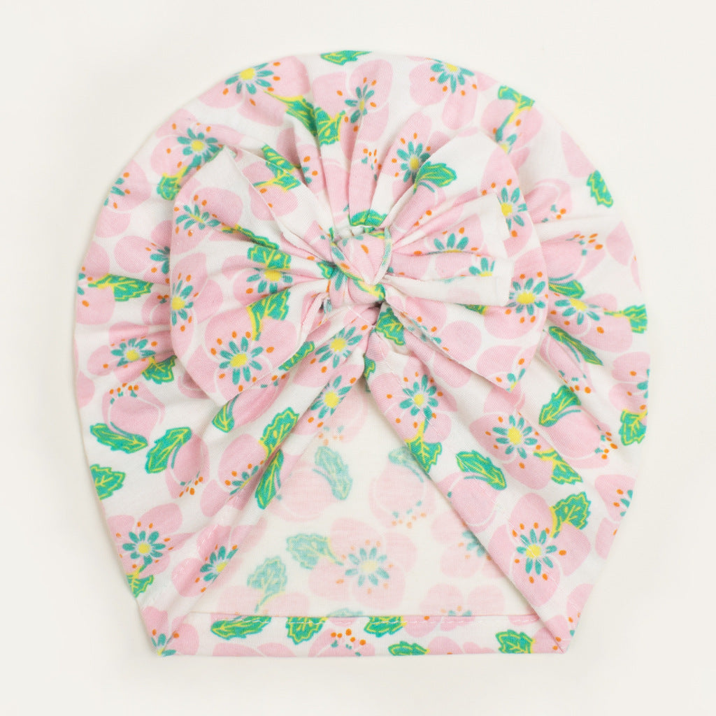 Children's Knitted Bow Hat with Creative Print