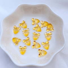 10pcs Mini Resin Heart Shaped Bow Flatback Ornaments
