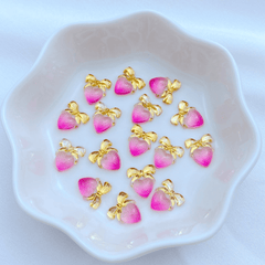 10pcs Mini Resin Heart Shaped Bow Flatback Ornaments