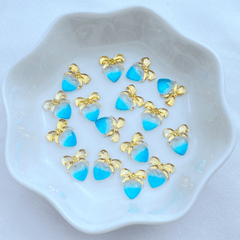 10pcs Mini Resin Heart Shaped Bow Flatback Ornaments