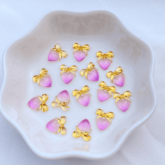 10pcs Mini Resin Heart Shaped Bow Flatback Ornaments