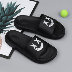 Men's Smile Print Slides Casual Non Slip Slippers
