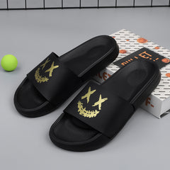 Men's Smile Print Slides Casual Non Slip Slippers