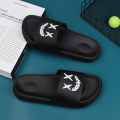Men's Smile Print Slides Casual Non Slip Slippers