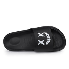 Men's Smile Print Slides Casual Non Slip Slippers