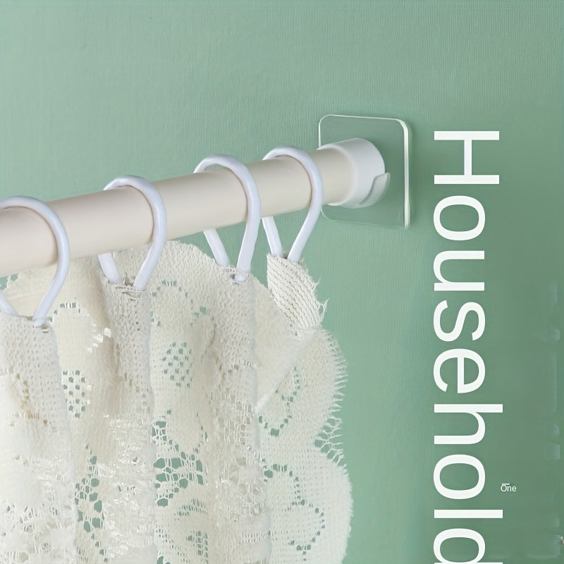 Telescopic Rod Bracket Adhesive Shower Curtain Rod Holder No Drilling