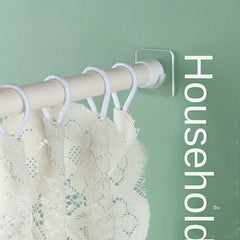 Telescopic Rod Bracket Adhesive Shower Curtain Rod Holder No Drilling