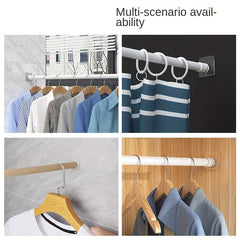 Telescopic Rod Bracket Adhesive Shower Curtain Rod Holder No Drilling