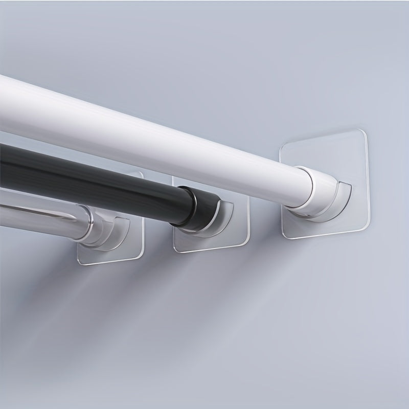Telescopic Rod Bracket Adhesive Shower Curtain Rod Holder No Drilling