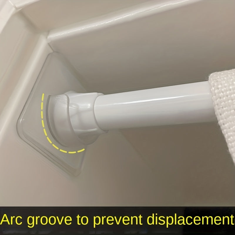 Telescopic Rod Bracket Adhesive Shower Curtain Rod Holder No Drilling