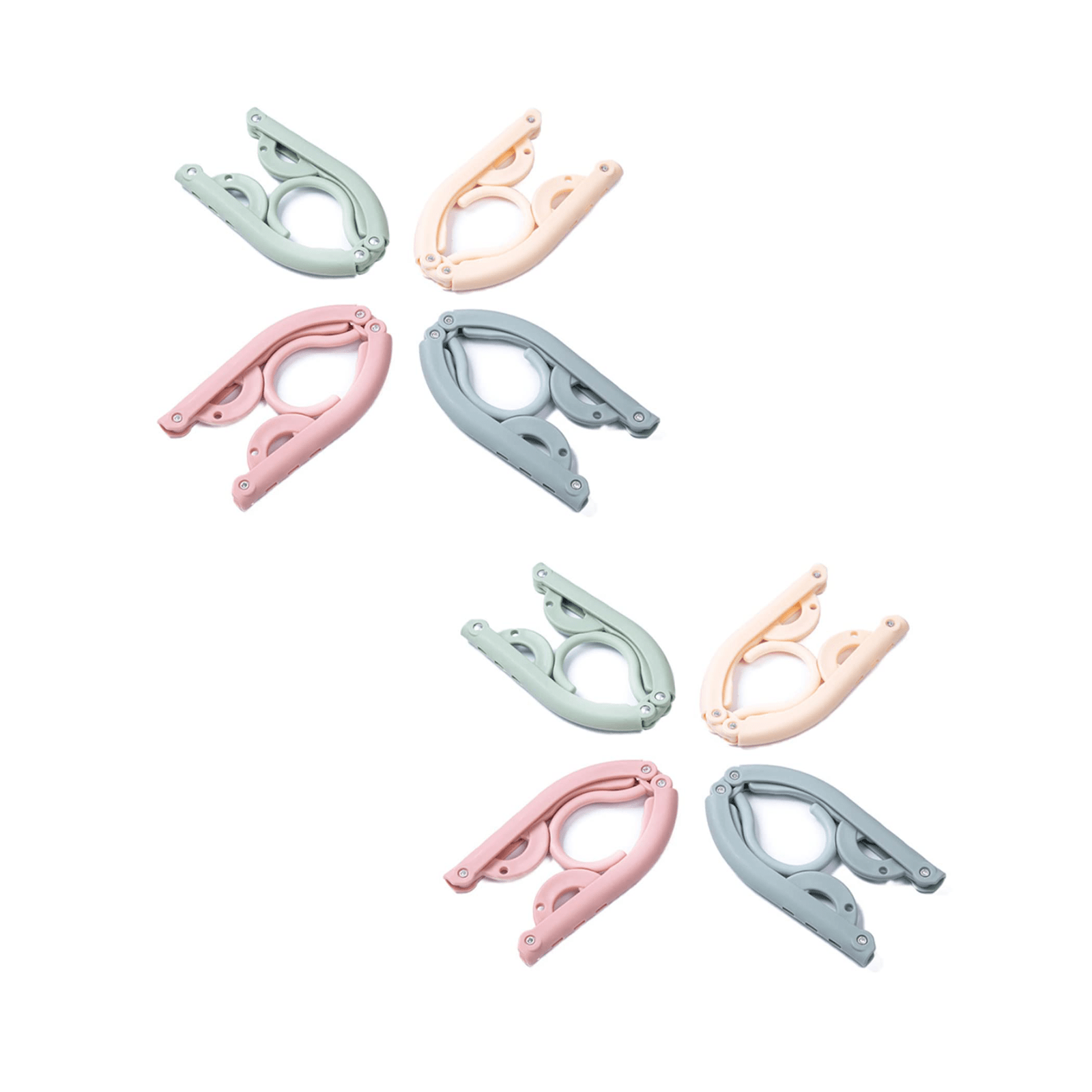8pcs Colored Travel Hangers Portable Foldable Clothes Hangers Drying Rack
