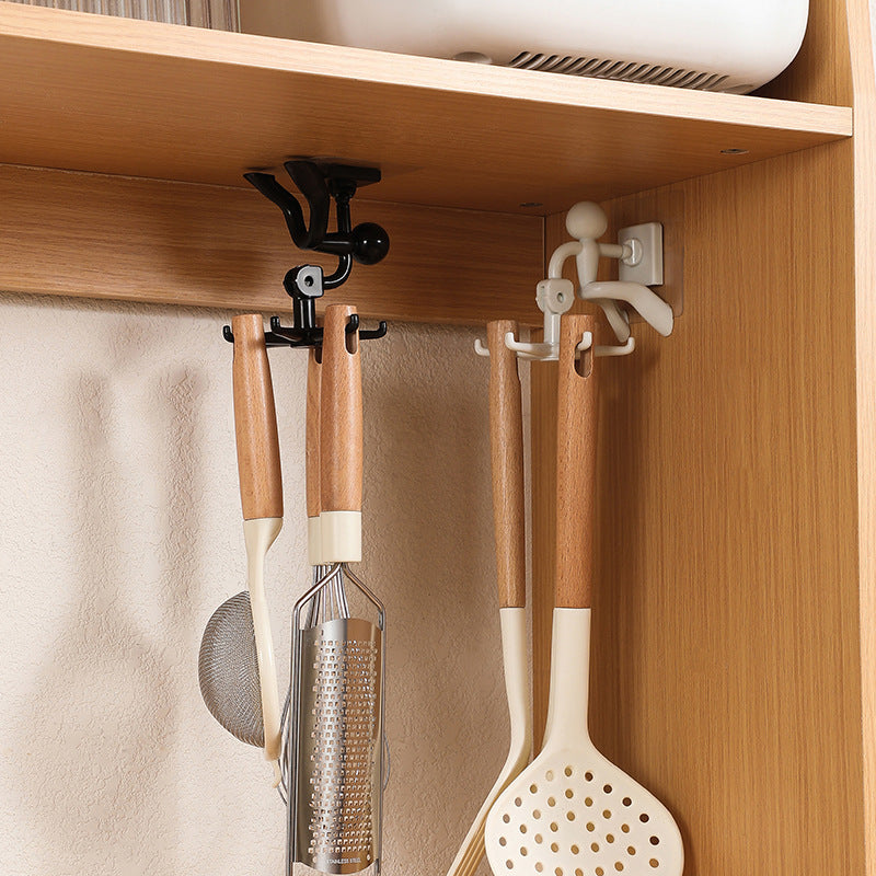Rotating 6 Claws Hook Wall Mounted Kitchen Bathroom Hanger