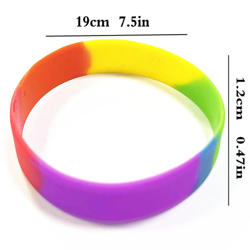 Rainbow Silicone Bracelet Rubber Wristband Small Pride Month Bracel